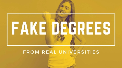 woman surprised to see fake degrees from real university