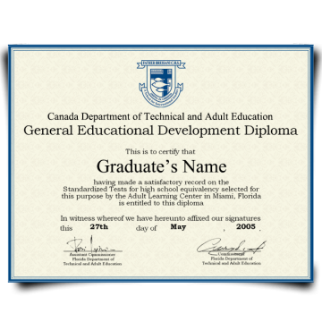 Fake GED Diploma from Canada