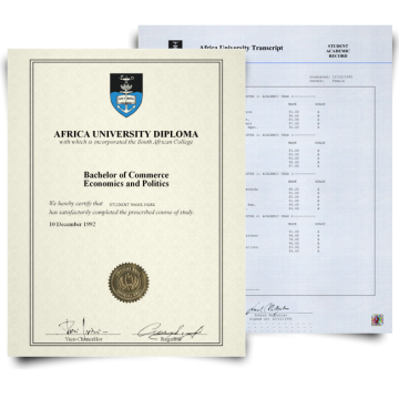 Fake College Diploma and Transcript from South Africa — Complete Johannesburg and Cape Town University Set