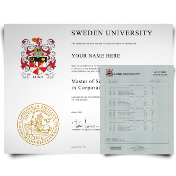 Fake College Diploma and Transcript from Sweden — Complete Lund and Stockholm and Gothenburg University Set