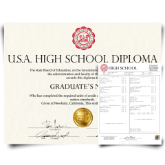 Fake High School Diploma and Transcript from USA