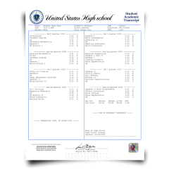Fake High School Transcript from USA