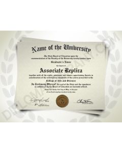 Associate degree from a university featuring a shiny gold embossed seal on a cream color paper