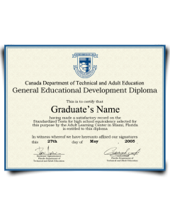 Fake GED Diploma from Canada with Realistic High School Equivalency Design