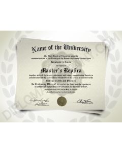 High quality master's degree from university featuring gold embossed seal and signatures