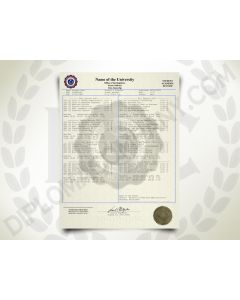 college transcript showing master graduate classes and coursework printed on security paper with stamps and seals
