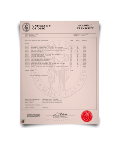 Fake College Transcript from Norway Featuring Realistic University of Oslo Marksheet Coursework on High-Quality Security Paper
