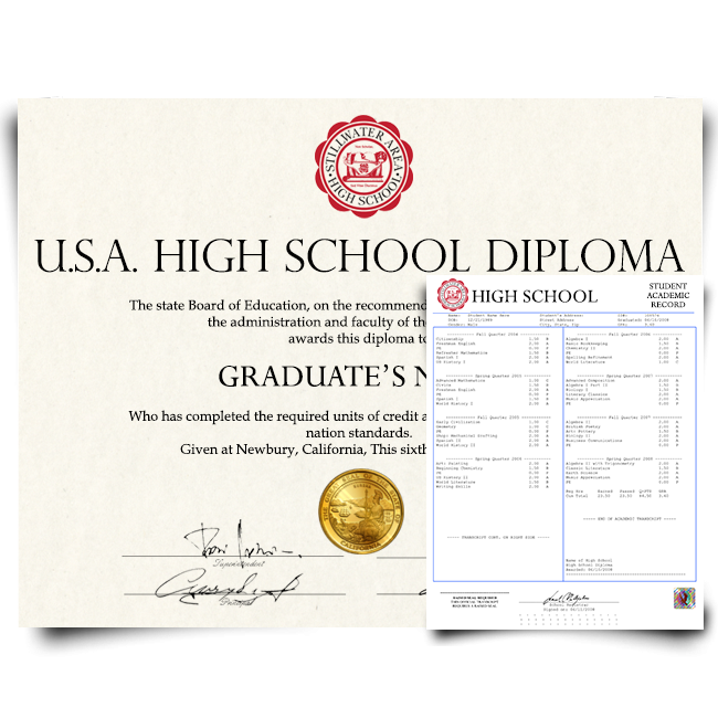 Fake USA High School Diploma and Transcripts