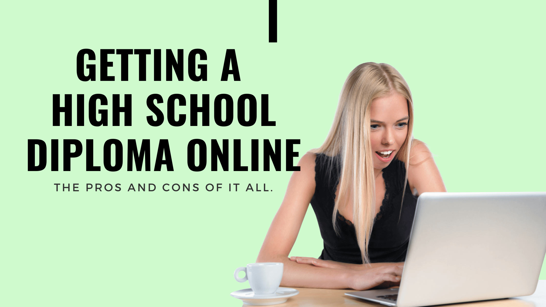 woman trying to earn her high school diploma online and weighting the pros and cons of it all
