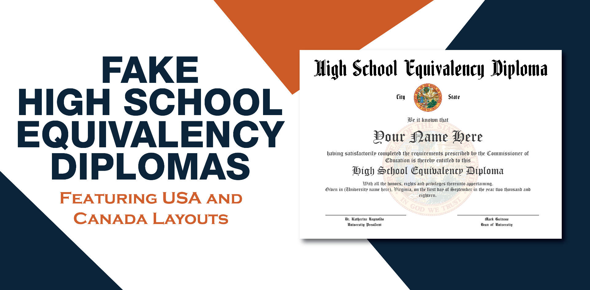 Fake High School Equivalency Diploma
