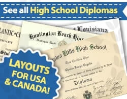 Collection of fake high school diplomas across the USA & Canada from DiplomaCompany.com