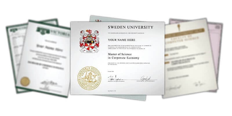 sets of complete novelty diploma and transcript packages from colleges and universities